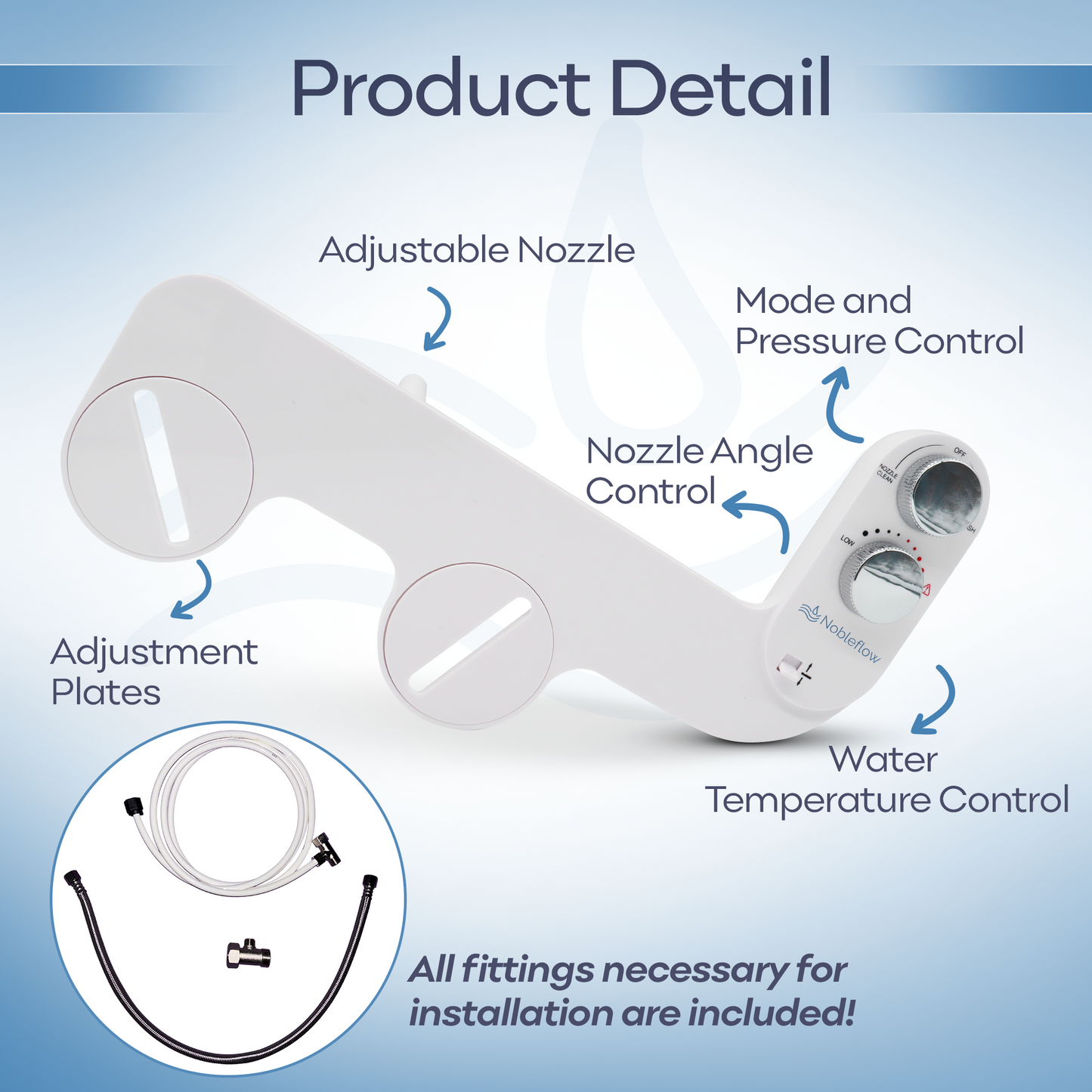 Nobleflow Bidet Attachment For Toilet - Warm Water Bidet Hot And Cold
